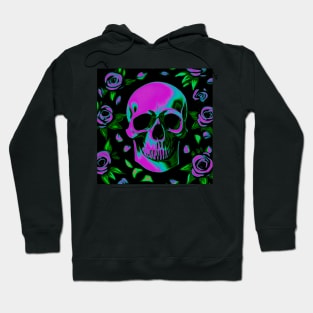 Neon Floral Abstract Skull Colorful Roses Design Hoodie